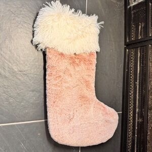 New Better Living Super Soft Pink Christmas Stocking Fur Trim Cozy Holiday Decor